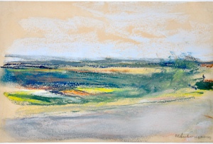 Blick von den Dünen bei Noordwijk – Niederländische Flachlandschaft, 1908